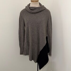 Eileen Fisher Small Yak Merino Wool Cowl Neck Turtleneck Sweater Asymmetrical